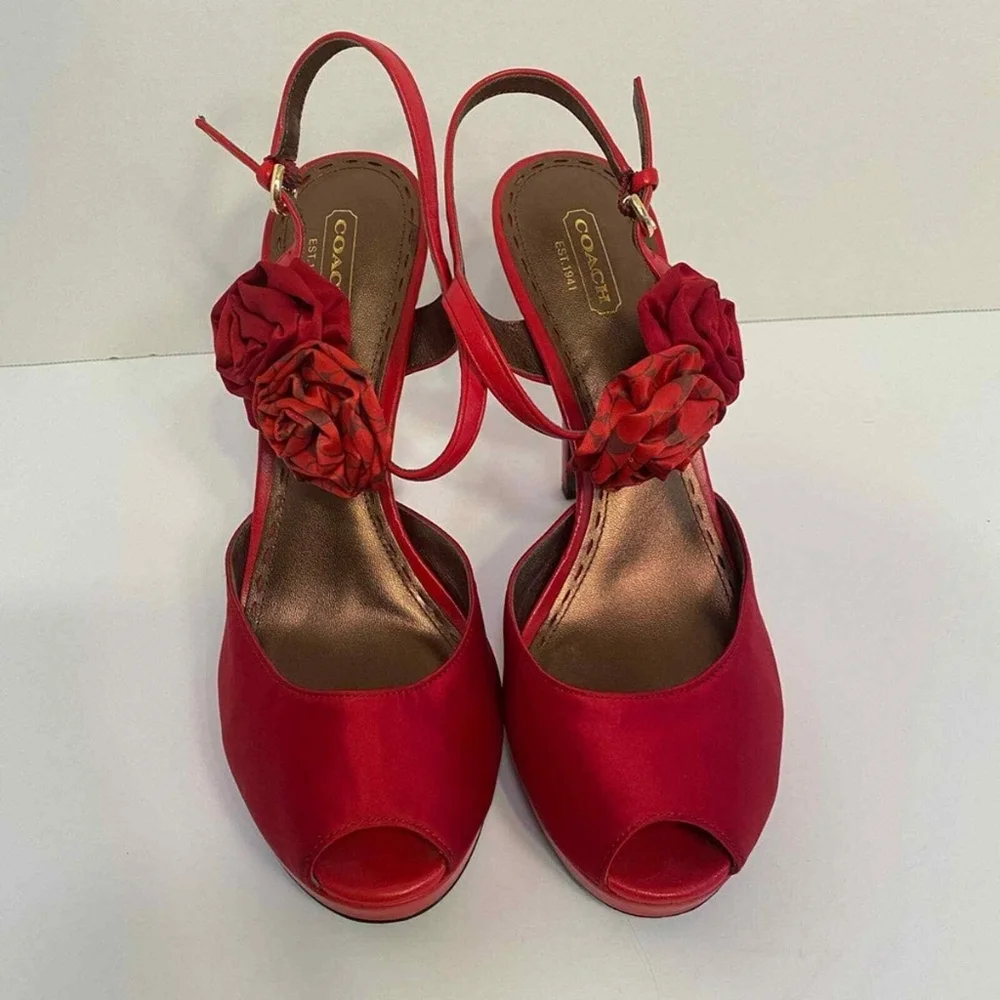 Ruby Coach Addysen Rosette Peep-Toe Platform Heels